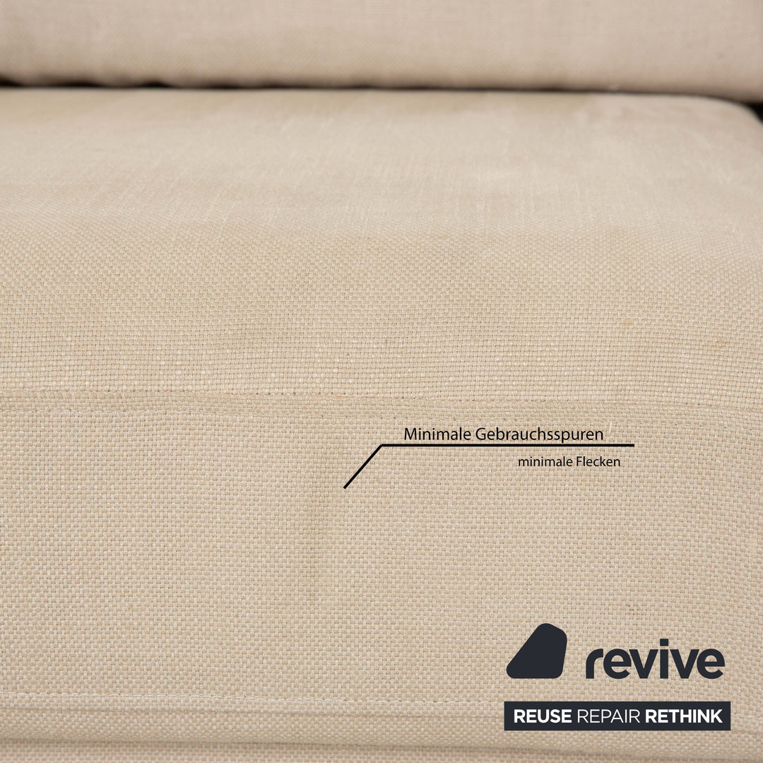 alberta Summer Stoff Ecksofa Beige Creme Recamiere Rechts Sofa Couch manuelle Funktion