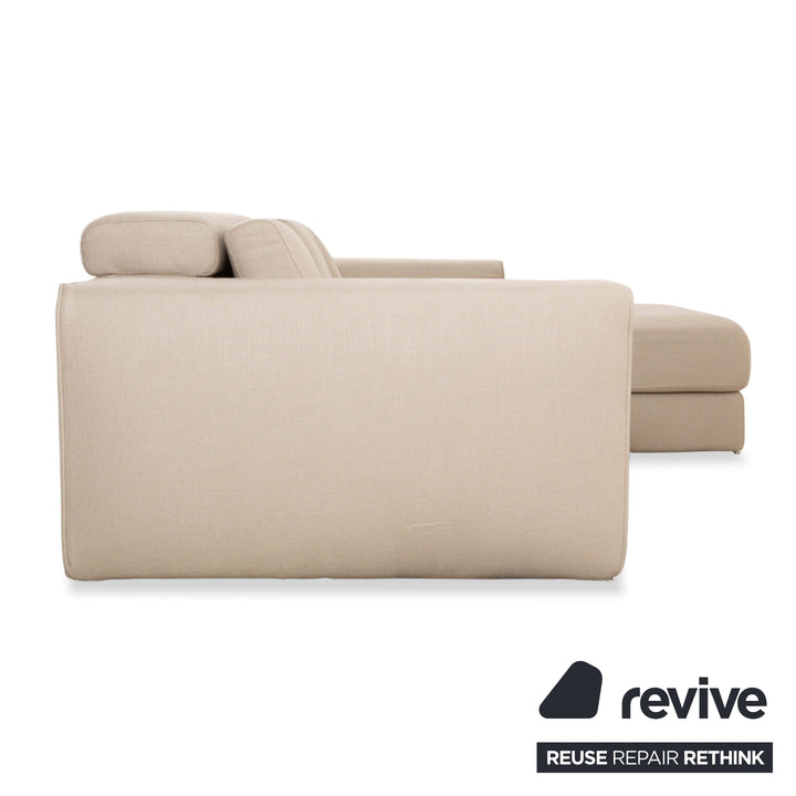 alberta Summer Stoff Ecksofa Beige Creme Recamiere Rechts Sofa Couch manuelle Funktion