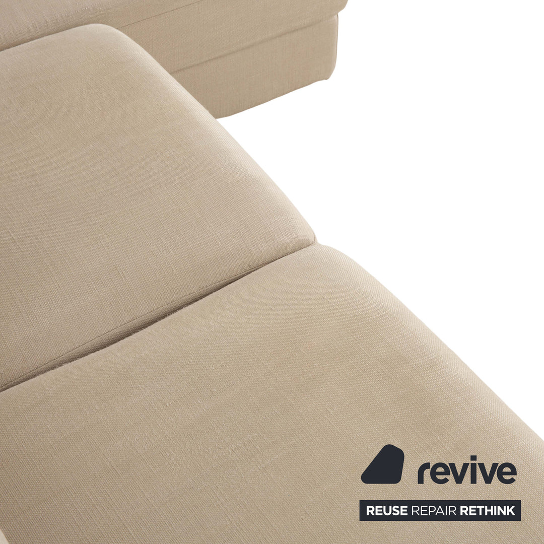 alberta Summer Stoff Ecksofa Beige Creme Recamiere Rechts Sofa Couch manuelle Funktion