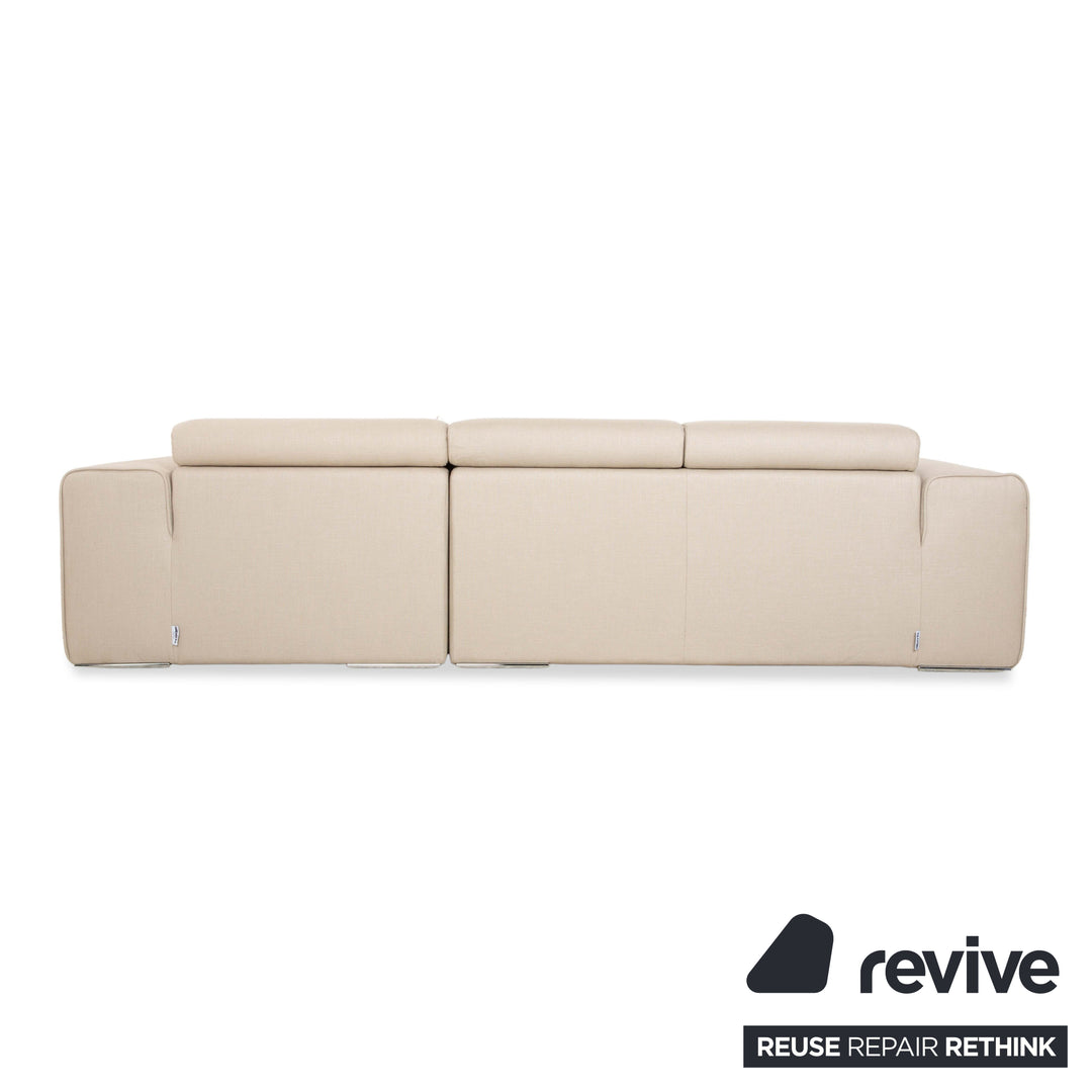 alberta Summer Stoff Ecksofa Beige Creme Recamiere Rechts Sofa Couch manuelle Funktion