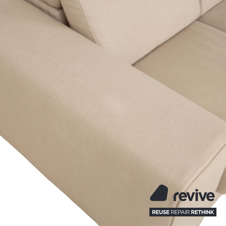 alberta Summer Stoff Ecksofa Beige Creme Recamiere Rechts Sofa Couch manuelle Funktion
