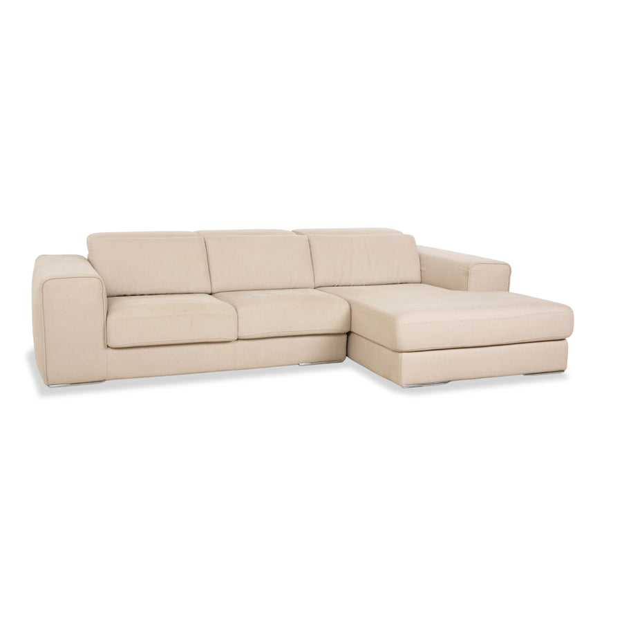 alberta Summer Stoff Ecksofa Beige Creme Recamiere Rechts Sofa Couch manuelle Funktion