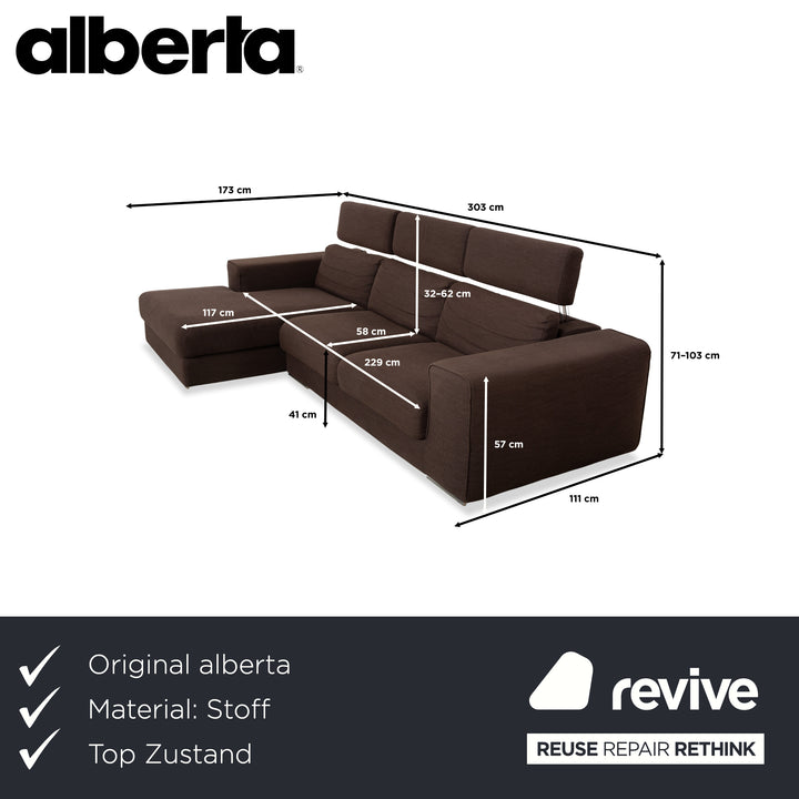 Canapé d'angle en tissu Alberta Summer marron à fonction manuelle
