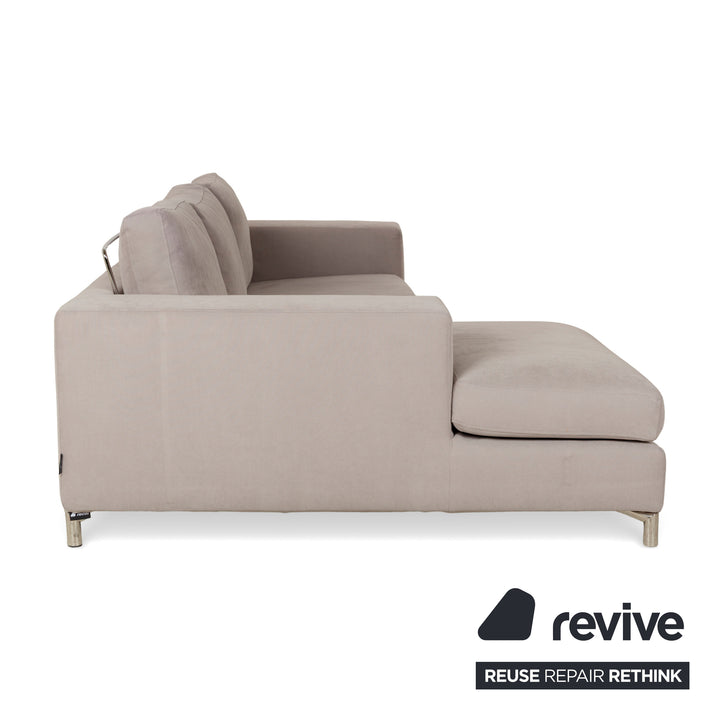 Canapé d'angle en tissu Alberta Summer beige clair, méridienne gauche