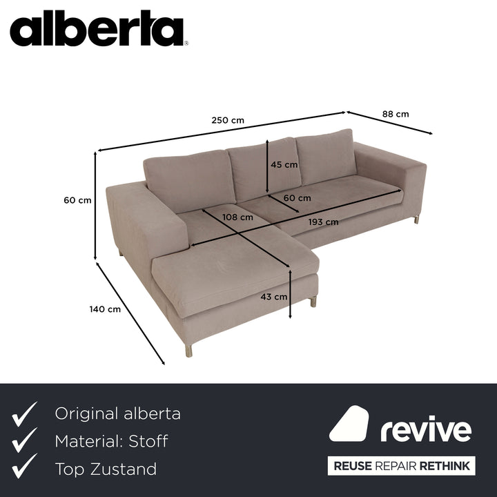 Canapé d'angle en tissu Alberta Summer beige clair, méridienne gauche