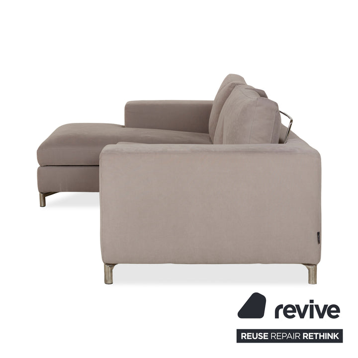 Canapé d'angle en tissu Alberta Summer beige clair, méridienne gauche