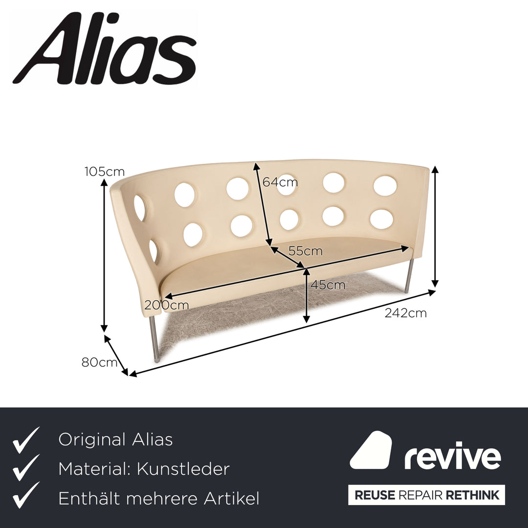 Alias ​​​​Flexus 916 Ensemble de canapé en simili cuir Crème Canapé trois places