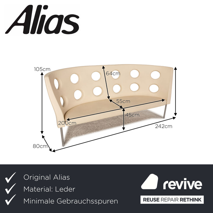 Alias ​​Flexus 916 Faux Leather Three Seater Cream Sofa Couch by Paolo Rizatto