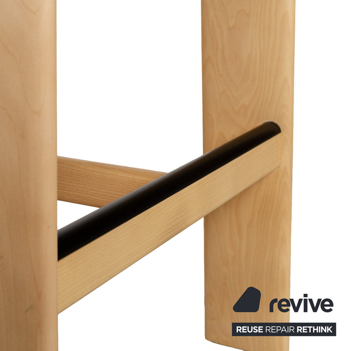 Andreu World Oru Leder Holz Stuhl Weiß Braun Hocker Barhocker