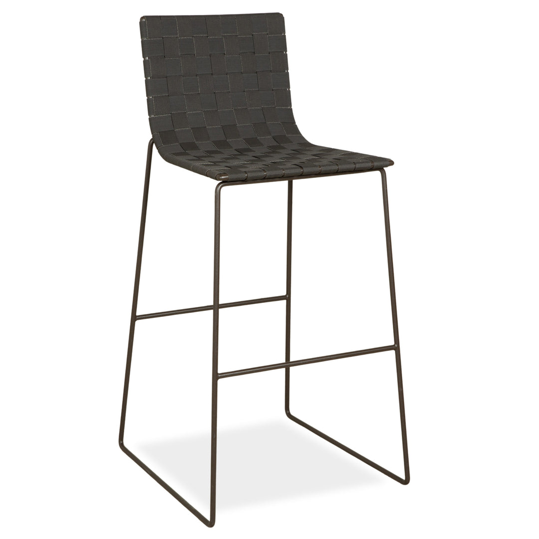 Andreu World Trenza Metal Stool Dark Grey Anthracite Brown Wicker