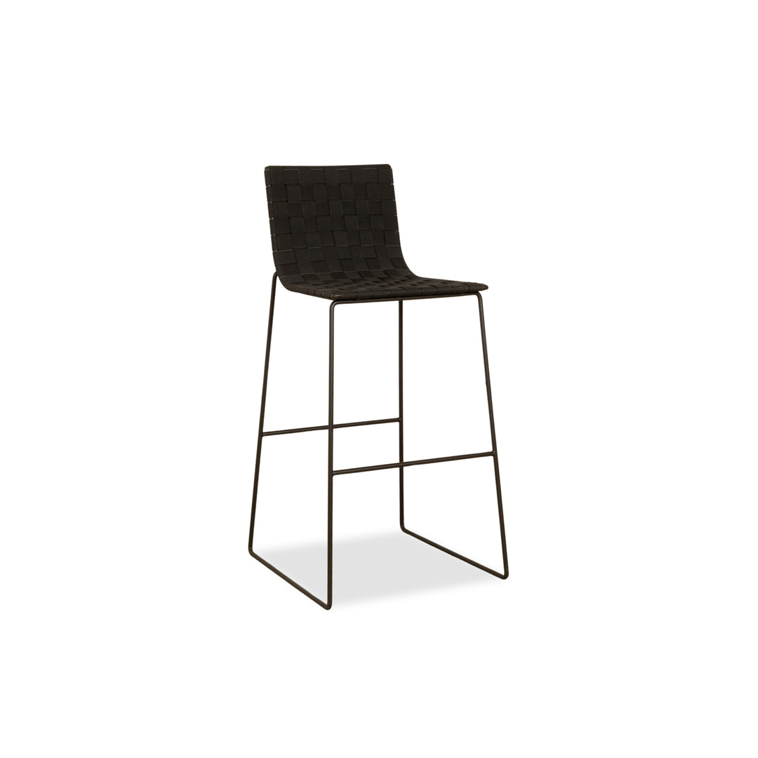 Chaise haute Andreu World Trenza en tissu métallique et osier noir, gris, anthracite, pour l'extérieur