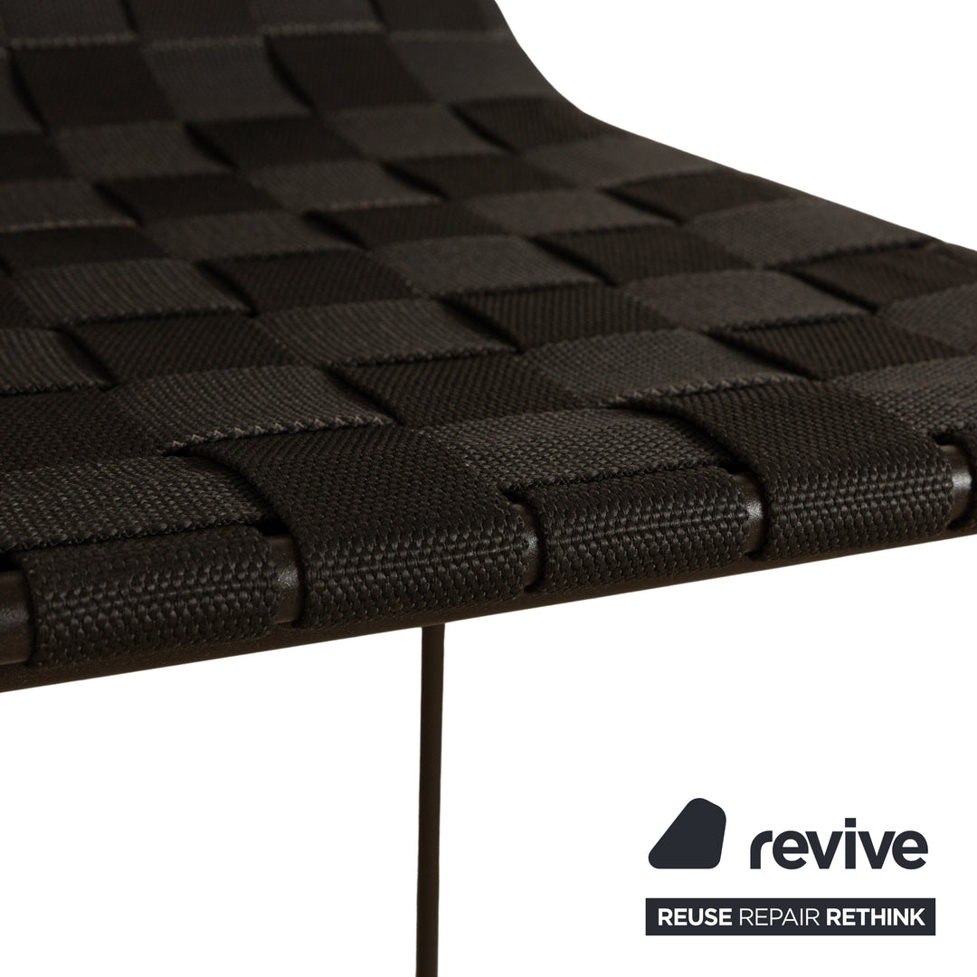 Andreu World Trenza Metall Stoff Geflecht Hochstuhl Schwarz Grau Anthrazit Outdoor Gartenmöbel