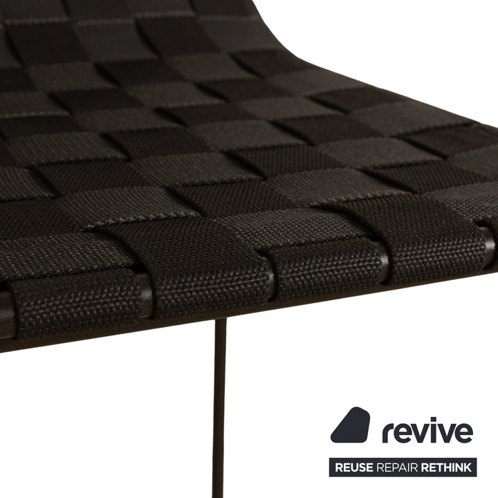 Andreu World Trenza Metall Stoff Geflecht Hochstuhl Schwarz Grau Anthrazit Outdoor Gartenmöbel