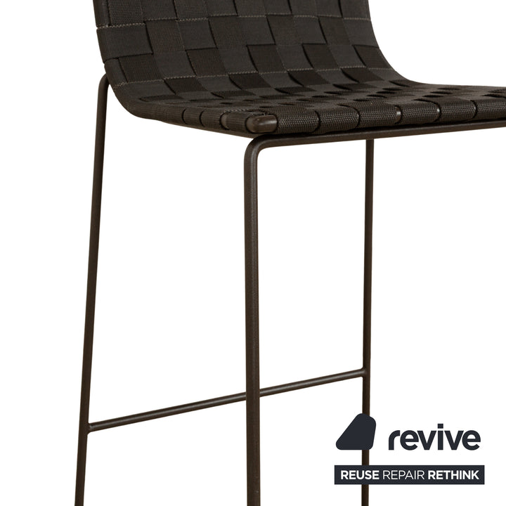 Andreu World Trenza Metall Stoff Geflecht Hochstuhl Schwarz Grau Anthrazit Outdoor Gartenmöbel