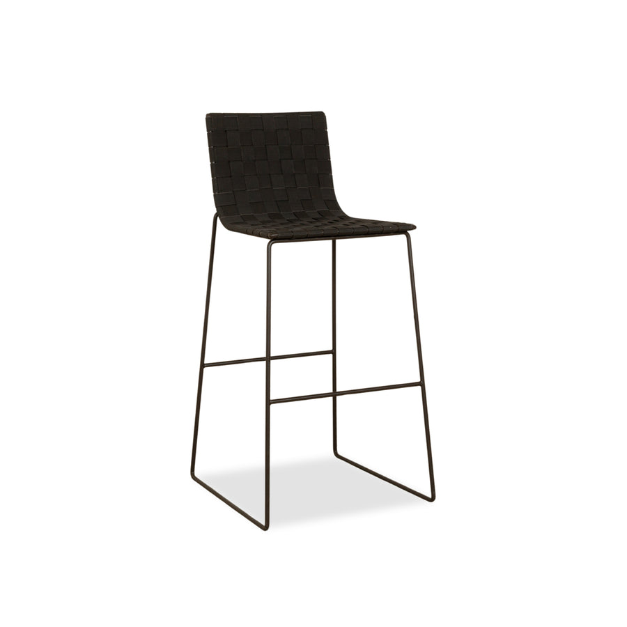 Andreu World Trenza Metall Stoff Geflecht Hochstuhl Schwarz Grau Anthrazit Outdoor Gartenmöbel