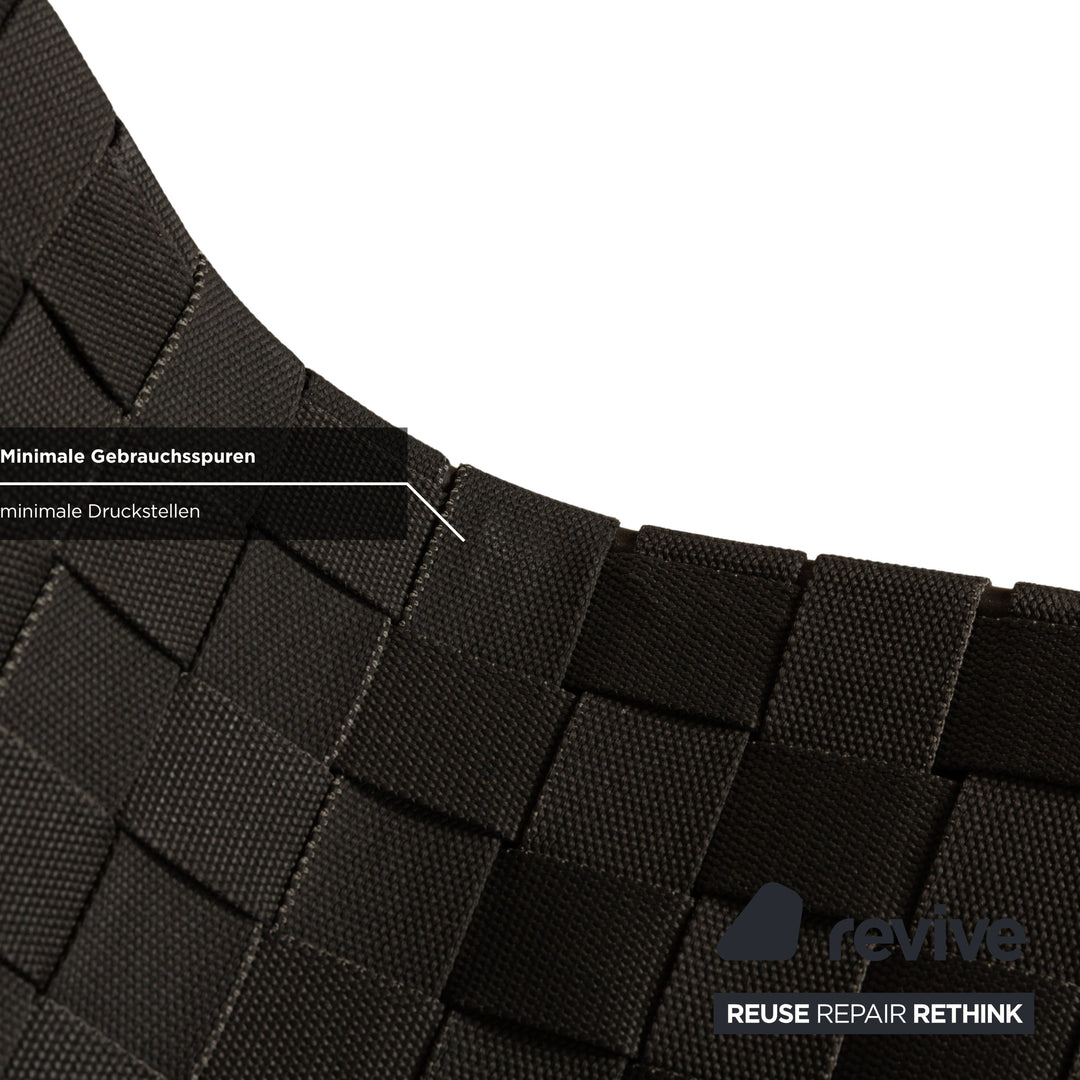 Andreu World Trenza Metall Stoff Geflecht Hochstuhl Schwarz Grau Anthrazit Outdoor Gartenmöbel