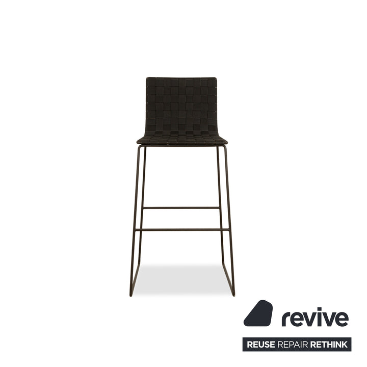 Chaise haute Andreu World Trenza en tissu métallique et osier noir, gris, anthracite, mobilier de jardin d'extérieur
