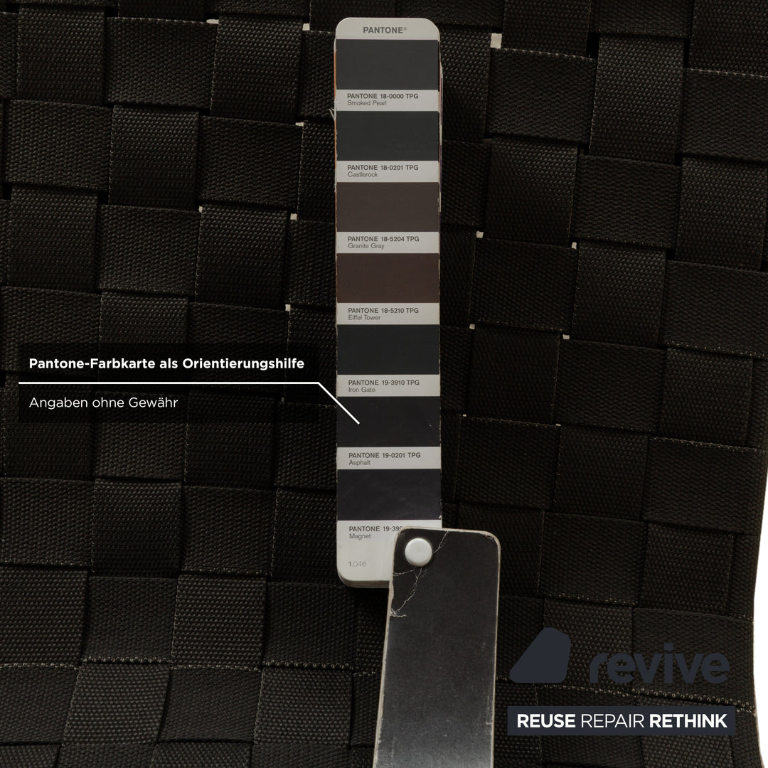 Chaise haute Andreu World Trenza en tissu métallique et osier noir, gris, anthracite, mobilier de jardin d'extérieur
