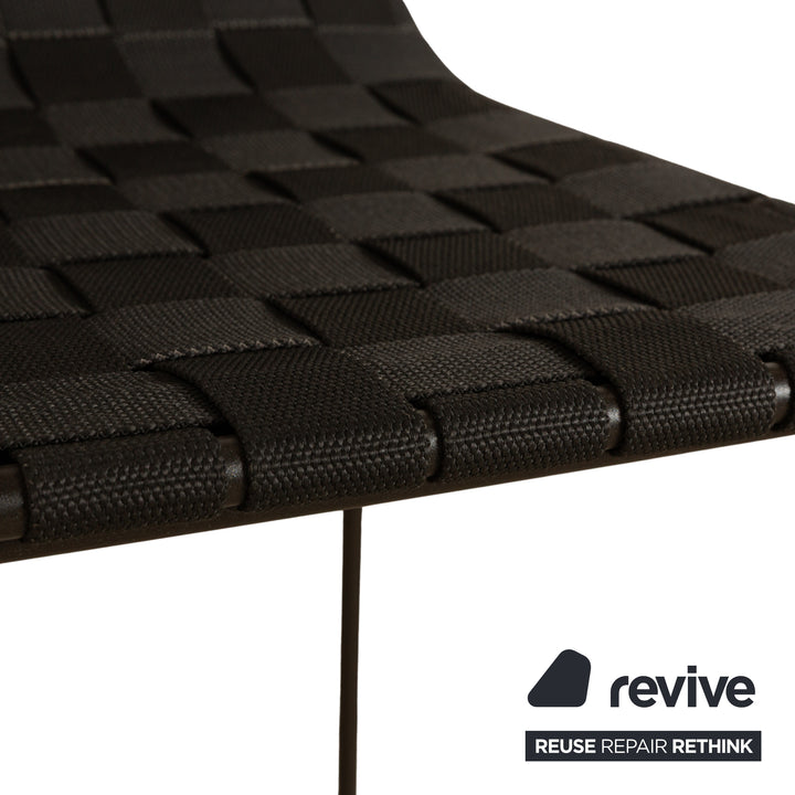Chaise haute Andreu World Trenza en tissu métallique et osier noir, gris, anthracite, pour l'extérieur