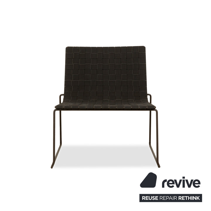 Fauteuil Andreu World Trenza en tissu métallique et osier noir, gris, anthracite, mobilier de jardin d'extérieur
