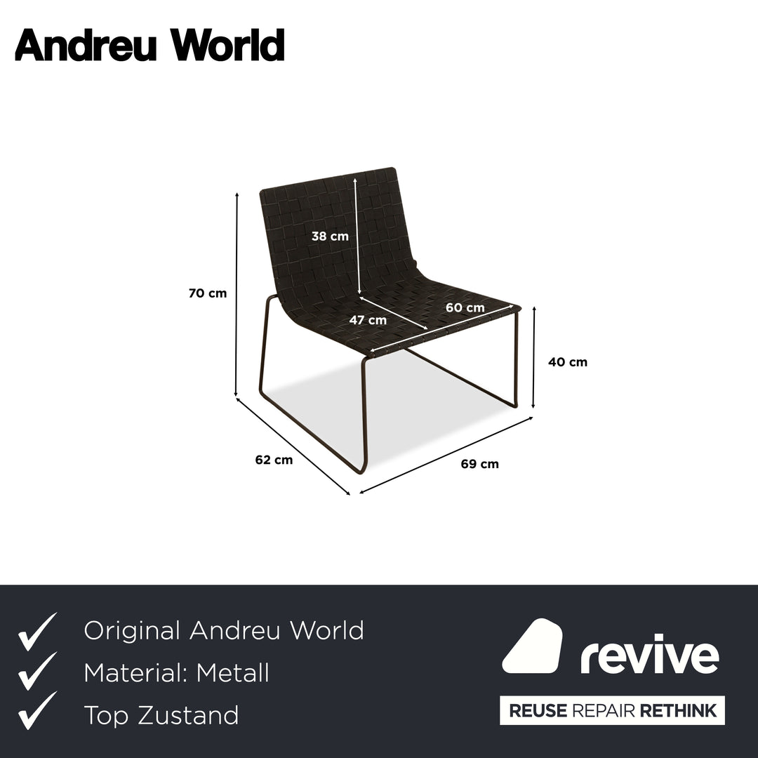Andreu World Trenza Metal Fabric Wicker Armchair Black Grey Anthracite Outdoor Garden Furniture