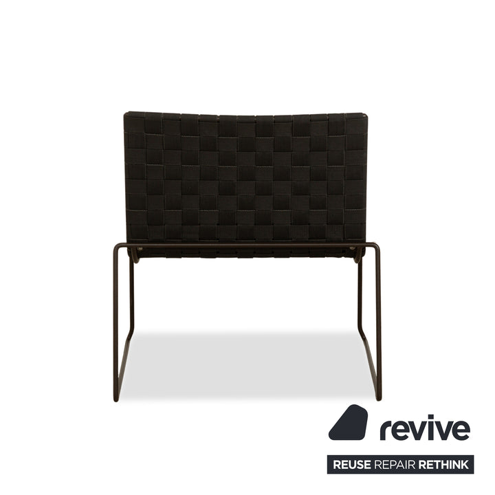 Fauteuil Andreu World Trenza en tissu métallique et osier noir, gris, anthracite, mobilier de jardin d'extérieur