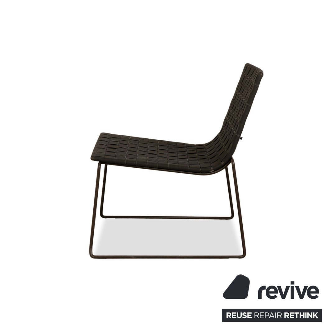 Fauteuil Andreu World Trenza en tissu métallique et osier noir, gris, anthracite, mobilier de jardin d'extérieur