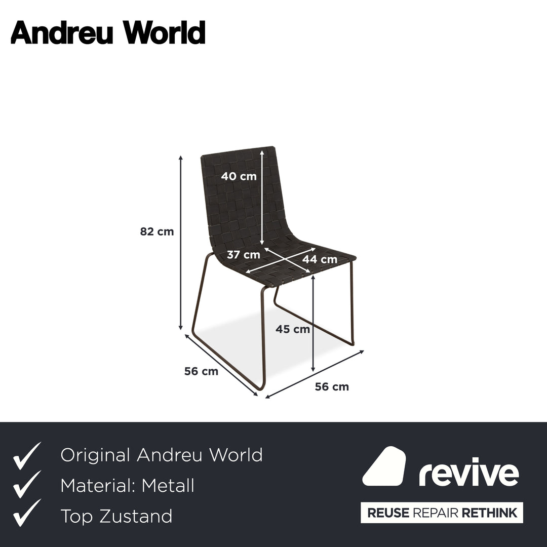 Chaise en métal Andreu World Trenza, gris foncé/marron