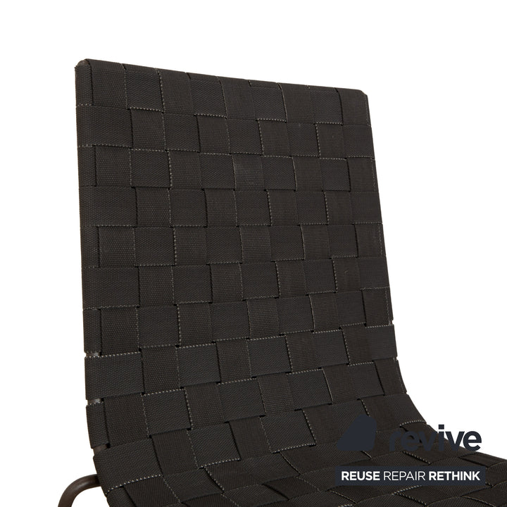 Tabouret Andreu World Trenza en métal gris foncé anthracite et osier marron