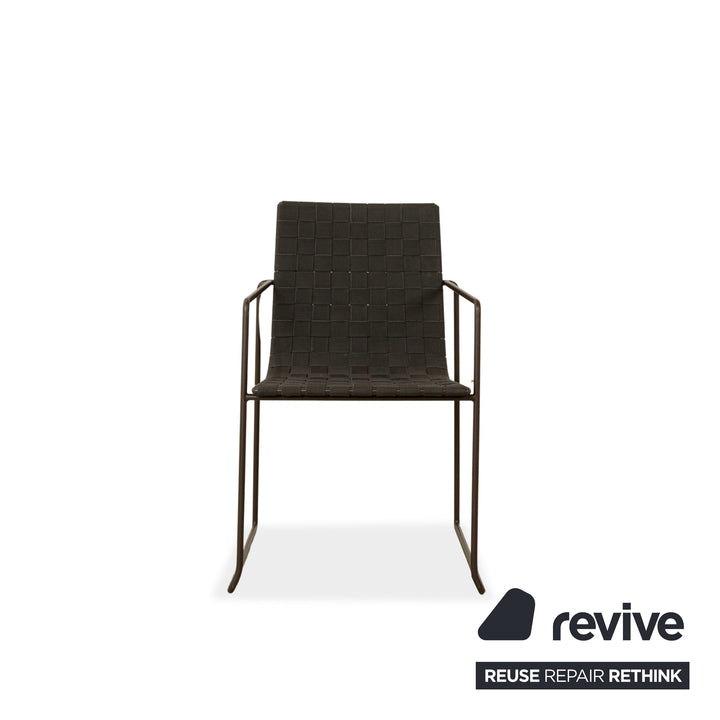 Chaise en métal Trenza Andreu World, noir et marron foncé, mobilier de jardin d'extérieur