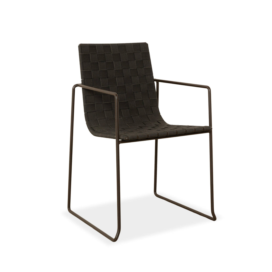Chaise en métal Trenza Andreu World, noir et marron foncé, mobilier de jardin d'extérieur