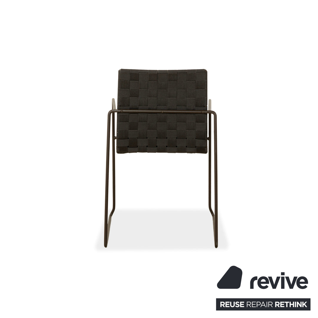 Chaise en métal Trenza Andreu World, noir et marron foncé, mobilier de jardin d'extérieur