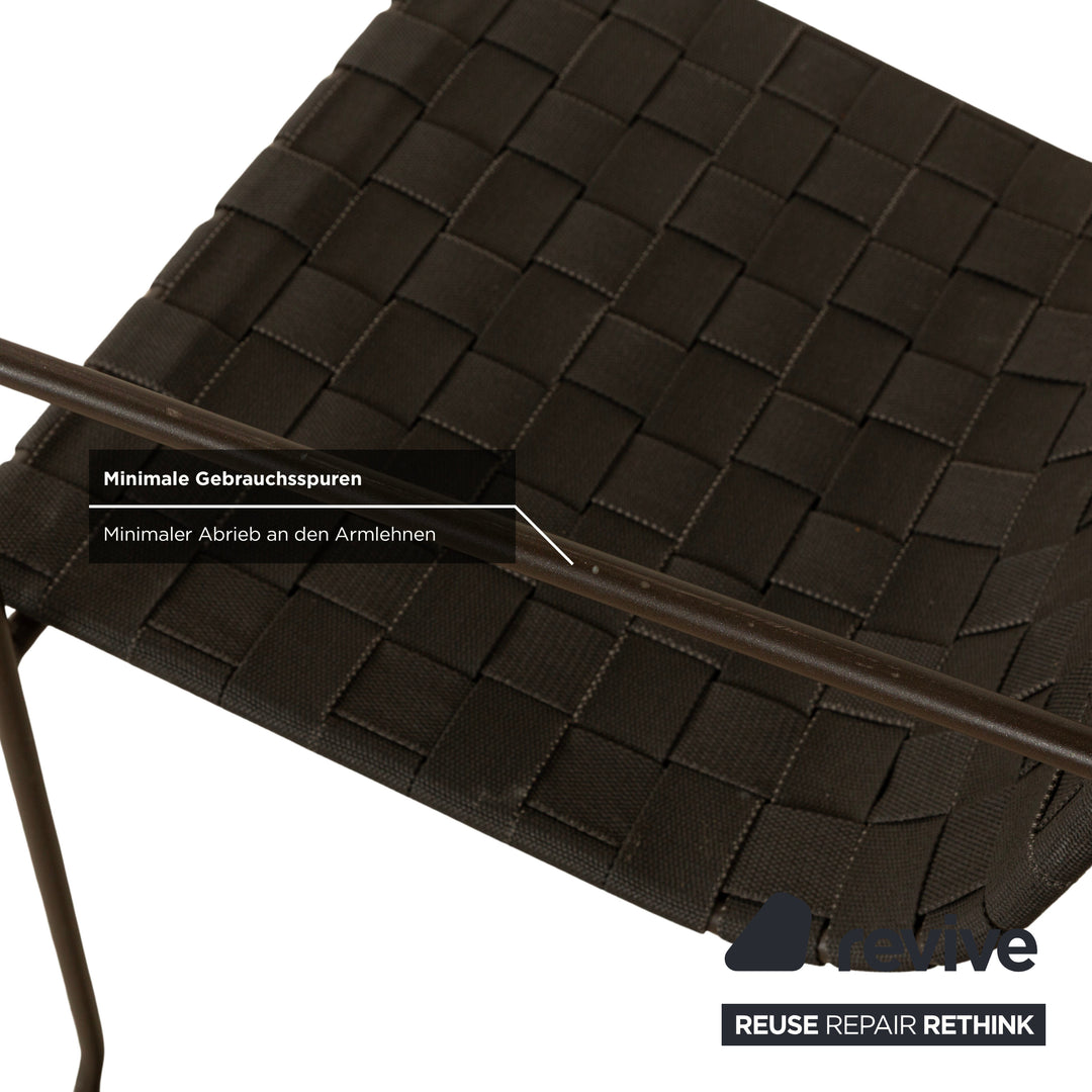 Chaise en métal Trenza Andreu World, noir et marron foncé, mobilier de jardin d'extérieur