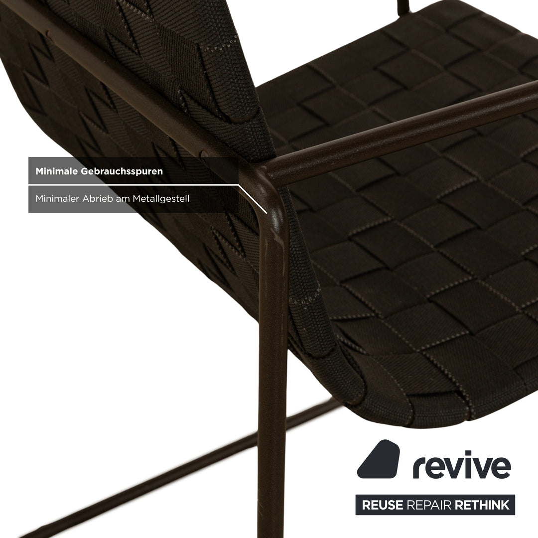 Chaise en métal Trenza Andreu World, noir et marron foncé, mobilier de jardin d'extérieur