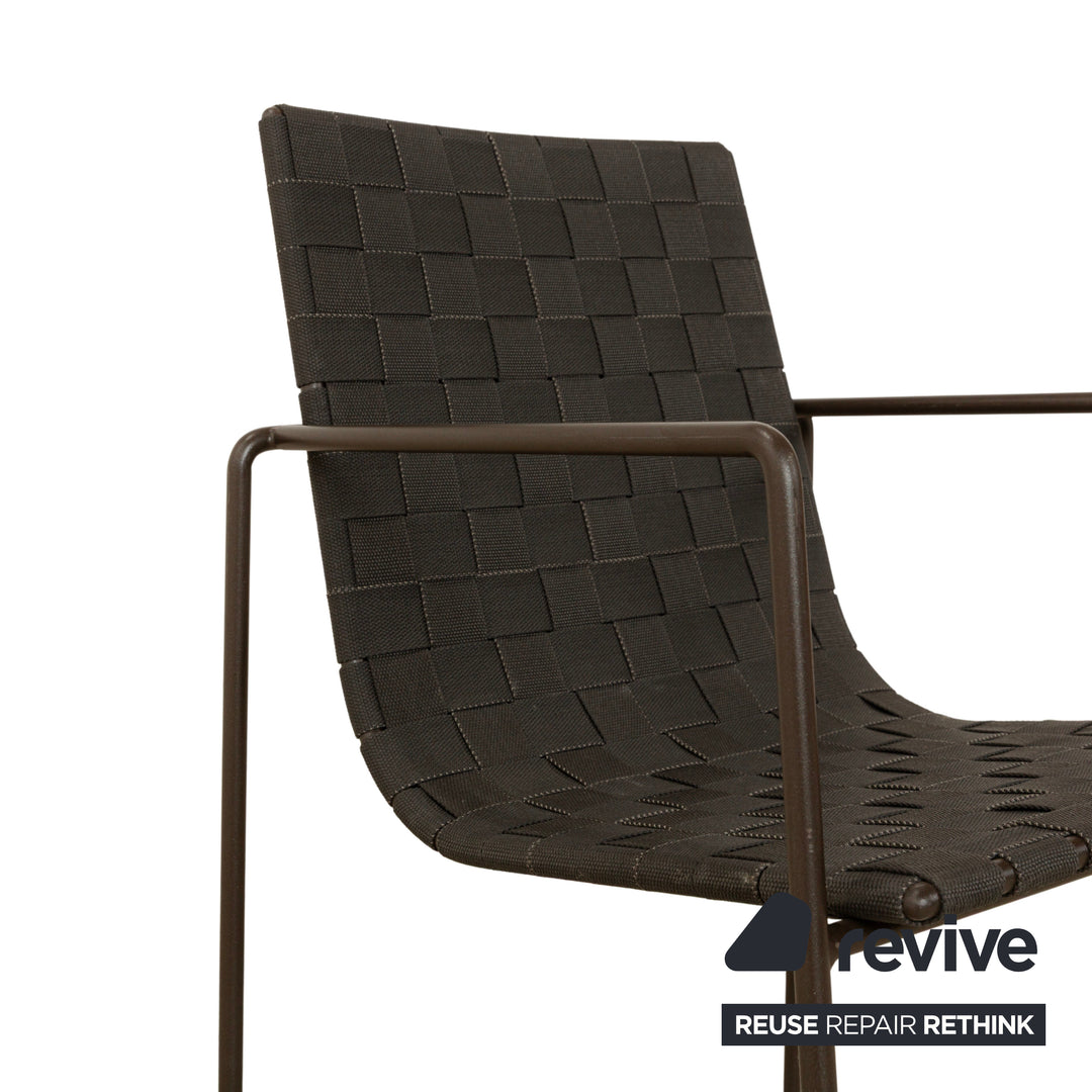 Chaise en métal Trenza Andreu World, noir et marron foncé, mobilier de jardin d'extérieur