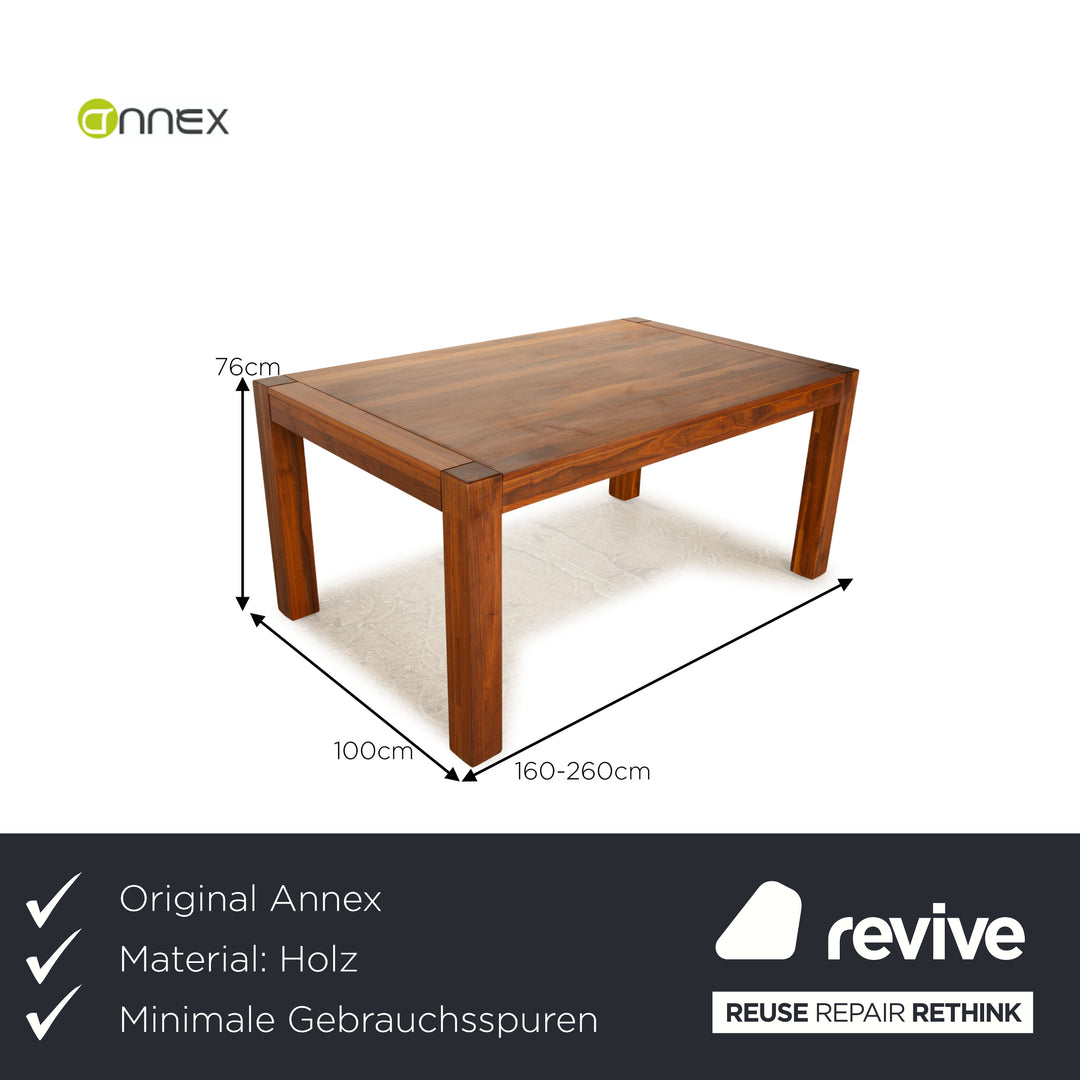 Annexe Cube table à manger en bois noyer marron extensible 160/260 x 76 x 100cm