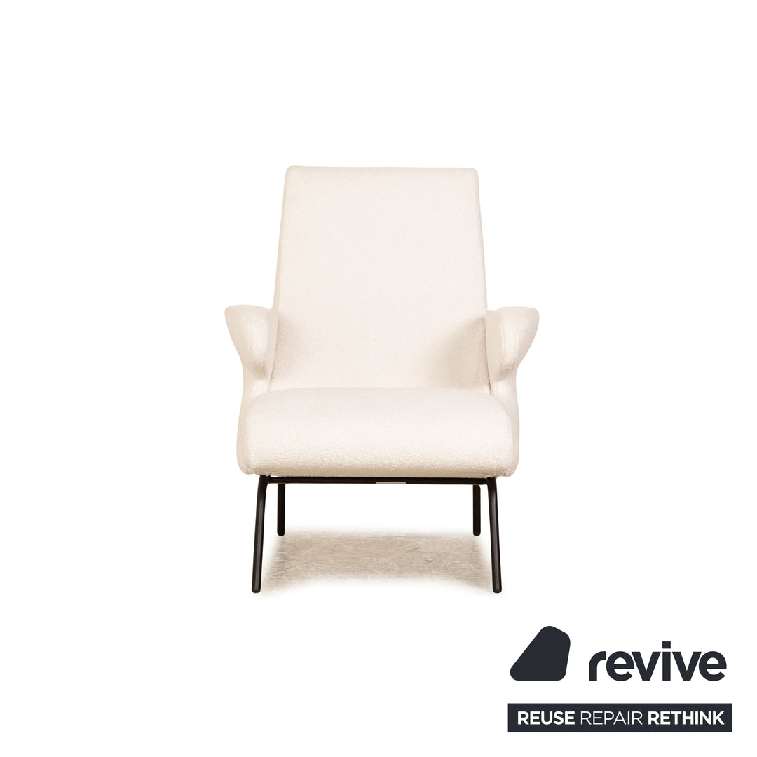 Fauteuil en tissu Arflex Delfino blanc avec tabouret