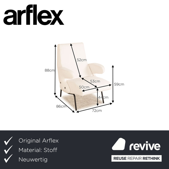 Fauteuil en tissu Arflex Delfino blanc avec tabouret