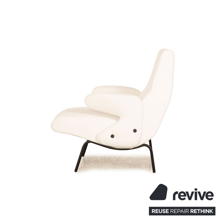 Fauteuil en tissu Arflex Delfino blanc avec tabouret