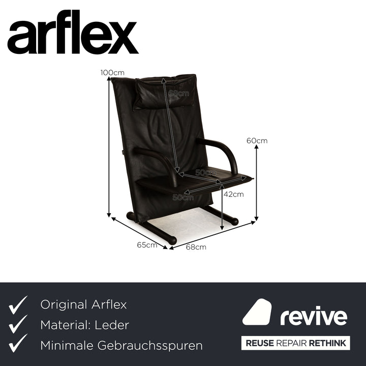 Fauteuil en Cuir Arflex Série T Noir par Burkhard Vogtherr