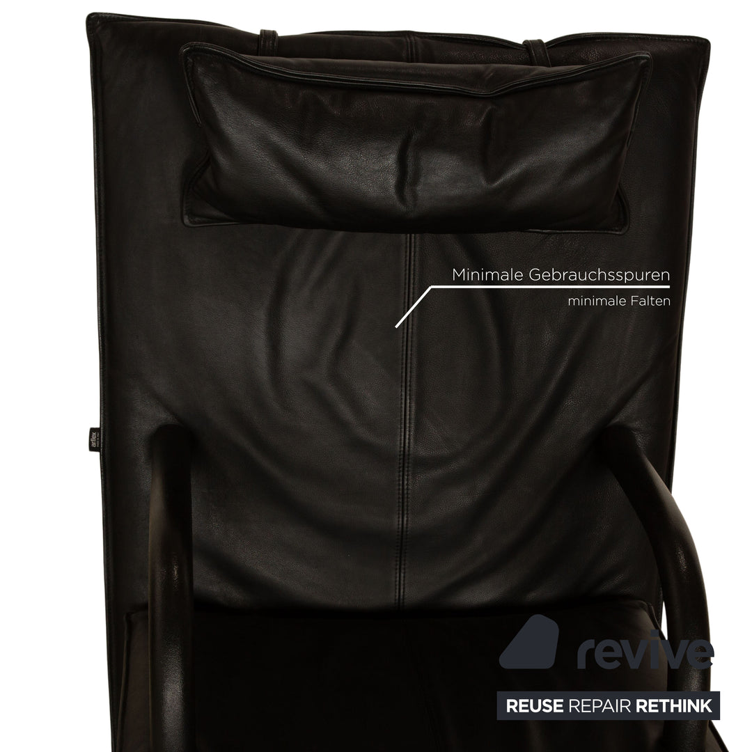 Fauteuil en Cuir Arflex Série T Noir par Burkhard Vogtherr