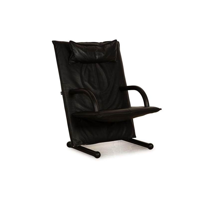 Fauteuil en Cuir Arflex Série T Noir par Burkhard Vogtherr