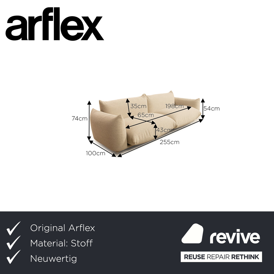 Arflex Marenco Fabric Four Seater Beige Sofa Couch