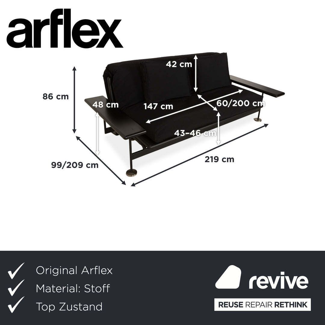 Arflex Pepper Stoff Stoff Dreisitzer Schwarz Schlafsofa Couch