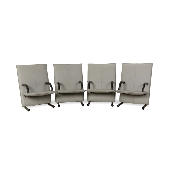 Fauteuils Arflex T-Line 4x cuir gris noir
