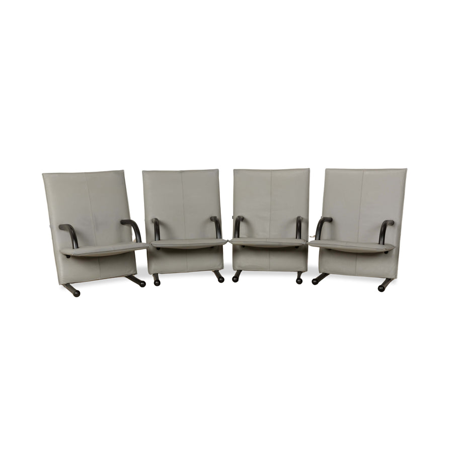 Fauteuils Arflex T-Line 4x cuir gris noir