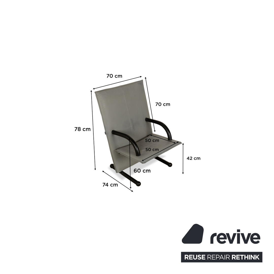 Arflex T-Line Leder Sessel Grau Schwarz