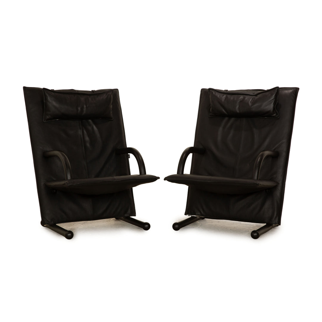 Arflex T-Series by Burkhard Voghterr leather armchair set black