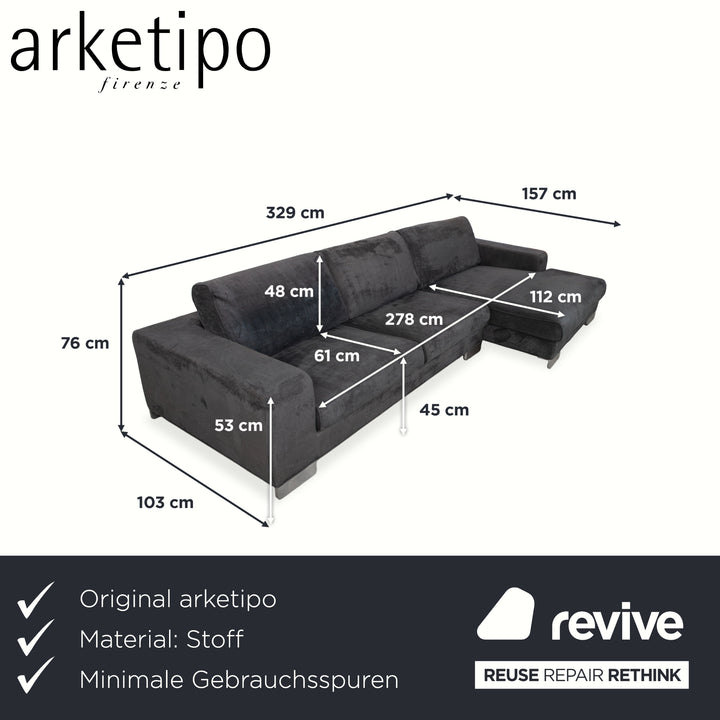 arketipo Stoff Ecksofa Grau Blau Sofa Couch
