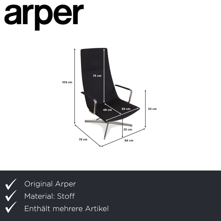 Arper Catifa 46 Stoff 2x Sessel inkl. Hocker Dunkelgrau Blau manuelle Funktion